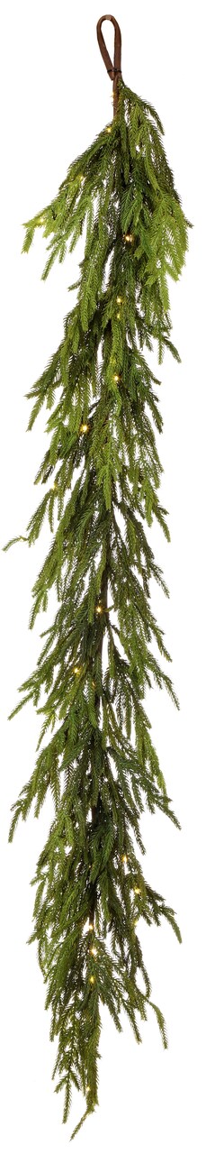 60" LED Natural Touch Norfolk Pine Garland – Pre-Lit Christmas Decoration with Timer